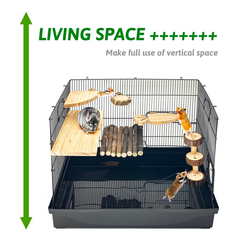 GNB PET Space Expanding Natural Wood Hamster Platform Set, DIY Small Animal Playground Accessories for Hamster Cage, Climbing & Resting Toys with Adjustable Screws for Hamsters, Chinchillas, Gerbils - Image 3